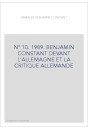 N° 10. 1989. BENJAMIN CONSTANT DEVANT L'ALLEMAGNE ET LA CRITIQUE ALLEMANDE