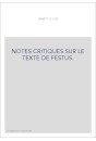 NOTES CRITIQUES SUR LE TEXTE DE FESTUS.