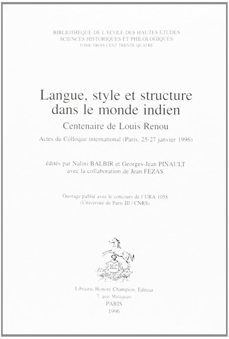 LANGUE, STYLE ET STRUCTURE DANS LE MONDE INDIEN