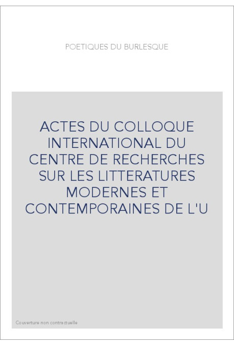 POETIQUES DU BURLESQUE.