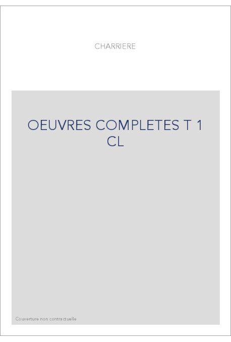 OEUVRES COMPLETES T1 : CORRESPONDANCE I (1753-1766)