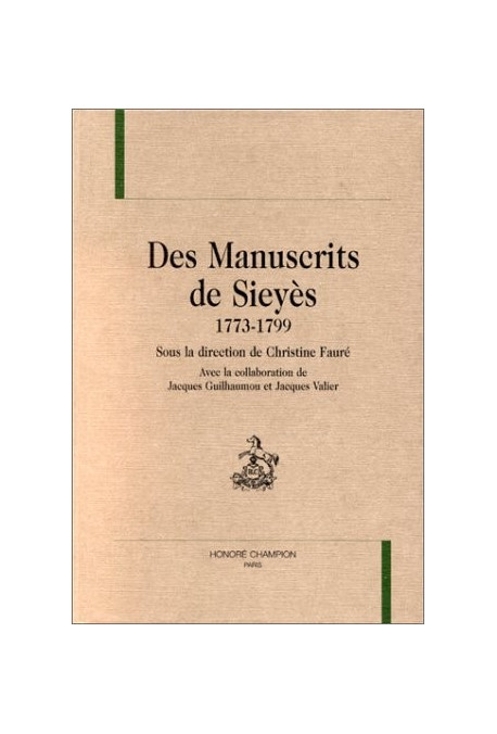 DES MANUSCRITS DE SIEYES (1773-1799)