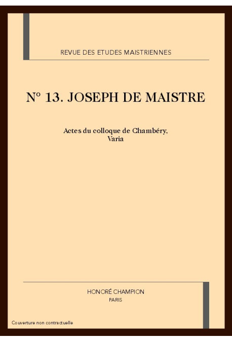 N° 13. JOSEPH DE MAISTRE
