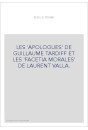 LES 'APOLOGUES' DE GUILLAUME TARDIFF ET LES 'FACETIA MORALES' DE LAURENT VALLA.