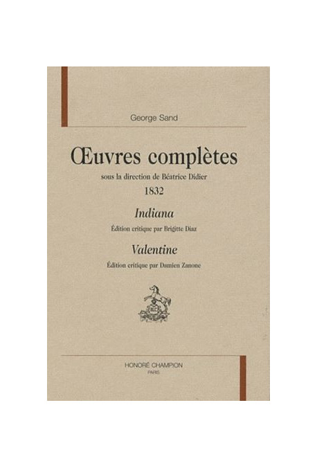 OEUVRES COMPLETES 1832  INDIANA. VALENTINE
