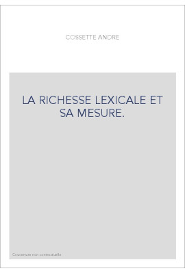 LA RICHESSE LEXICALE ET SA MESURE.
