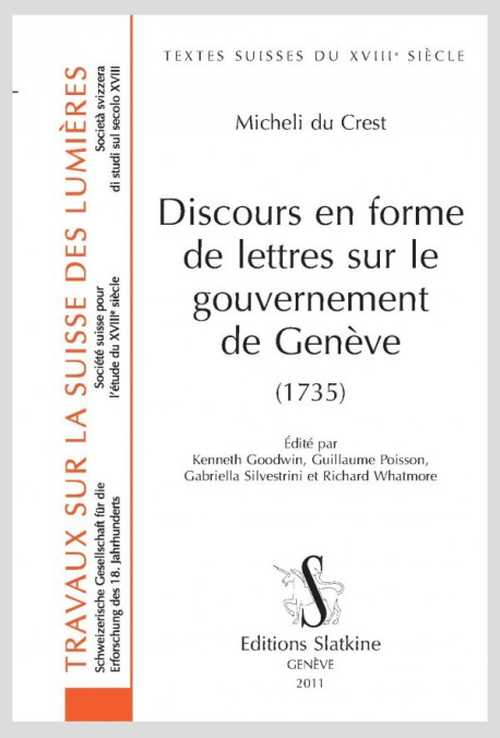 DISCOURS EN FORME DE LETTRES SUR LE GOUVERNEMENT DE GENEVE 1735