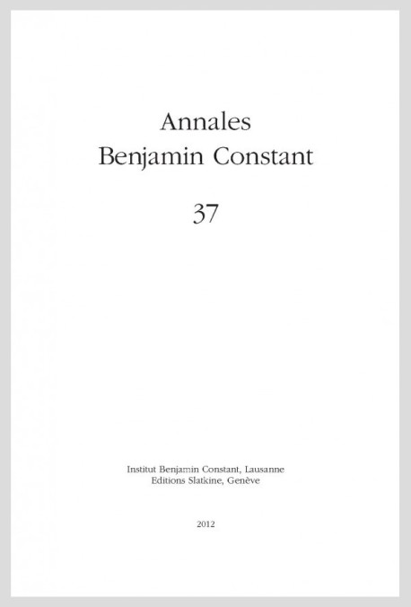 ANNALES BENJAMIN CONSTANT  NUMÉRO 37/2012