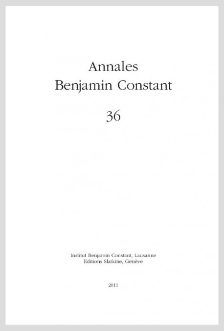 ANNALES BENJAMIN CONSTANT 36 2011