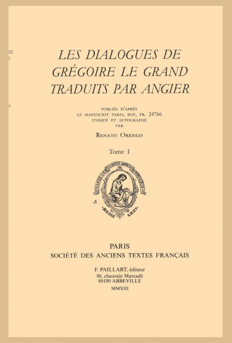 LES DIALOGUES DE GRÉGOIRE LE GRAND TRADUITS PAR ANGIER
