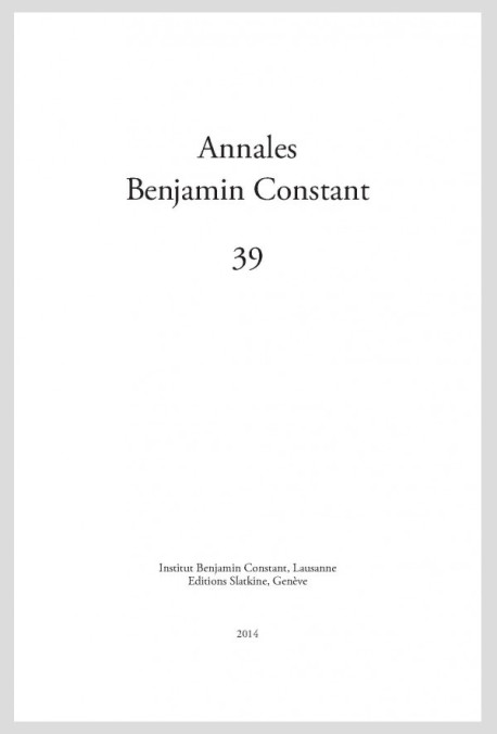 ANNALES BENJAMIN CONSTANT NUMÉRO 39/2014