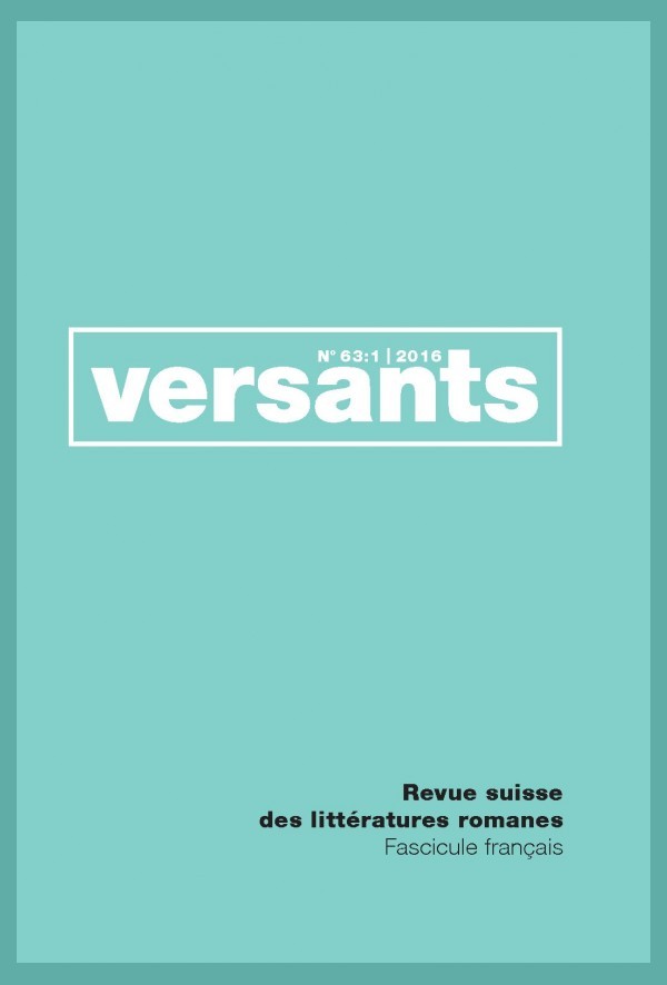 VERSANTS FASCICULE FRANCAIS. À QUOI BON L'ENSEIGNEMENT DE LA LITTÉRATURE?