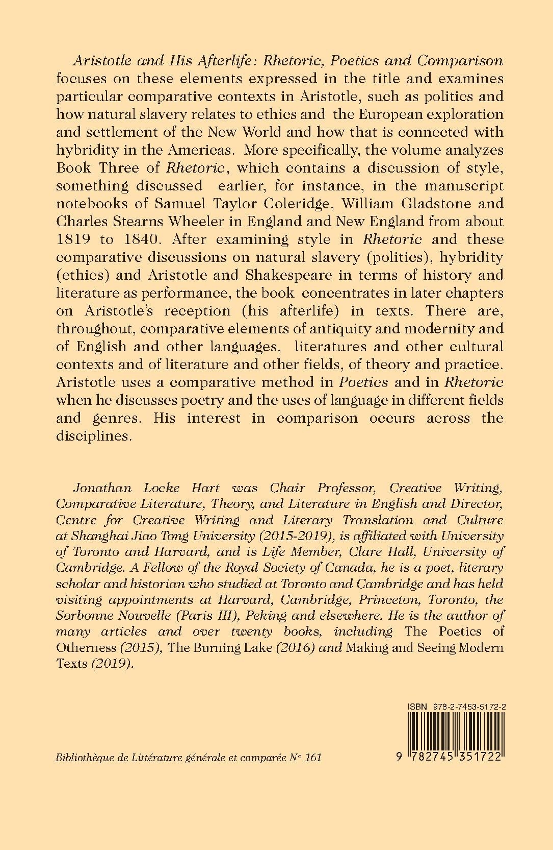 ARISTOTLE AND HIS AFTERLIFE: RHETORIC, POETICS AND COMPARISON