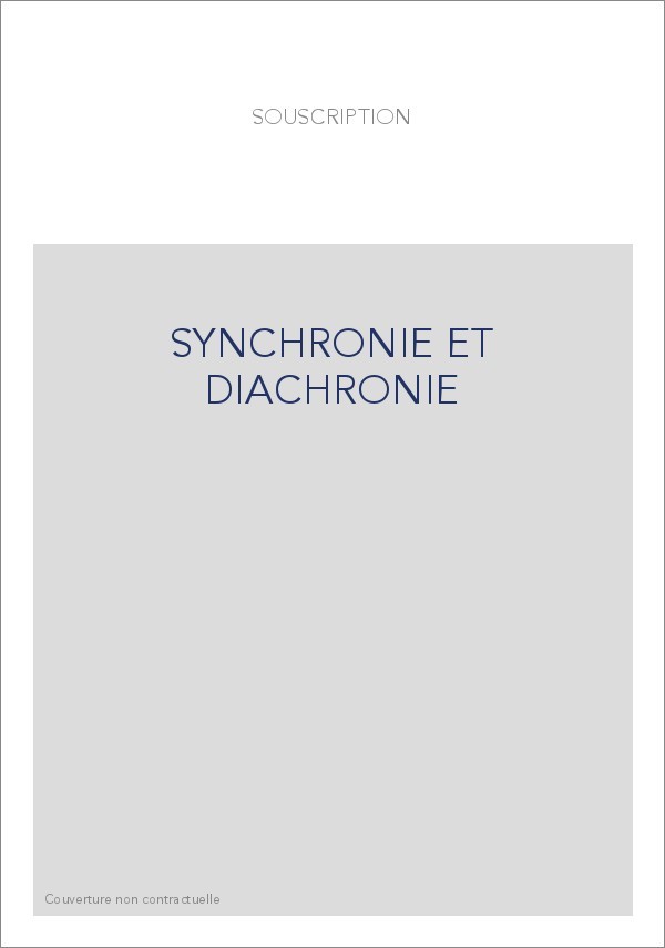 SYNCHRONIE ET DIACHRONIE