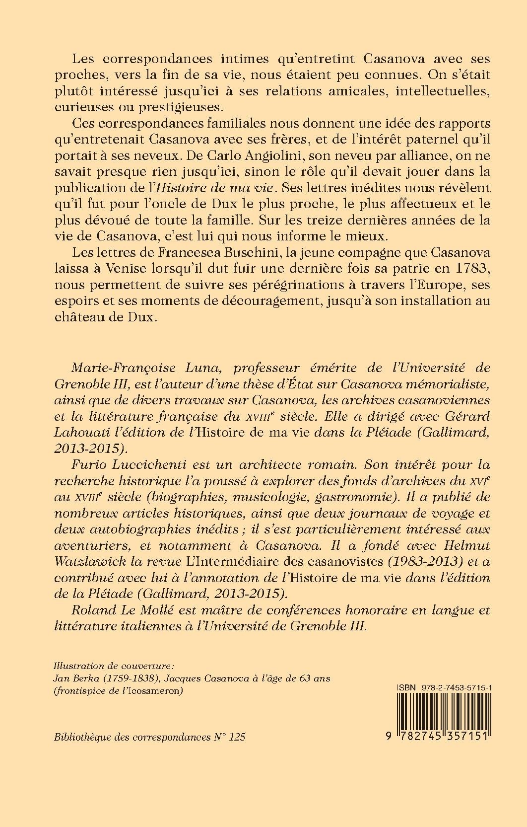 CORRESPONDANCES FAMILIÈRES, AVEC SES PARENTS ET SA DERNIÈRE COMPAGNE (1780-1798)