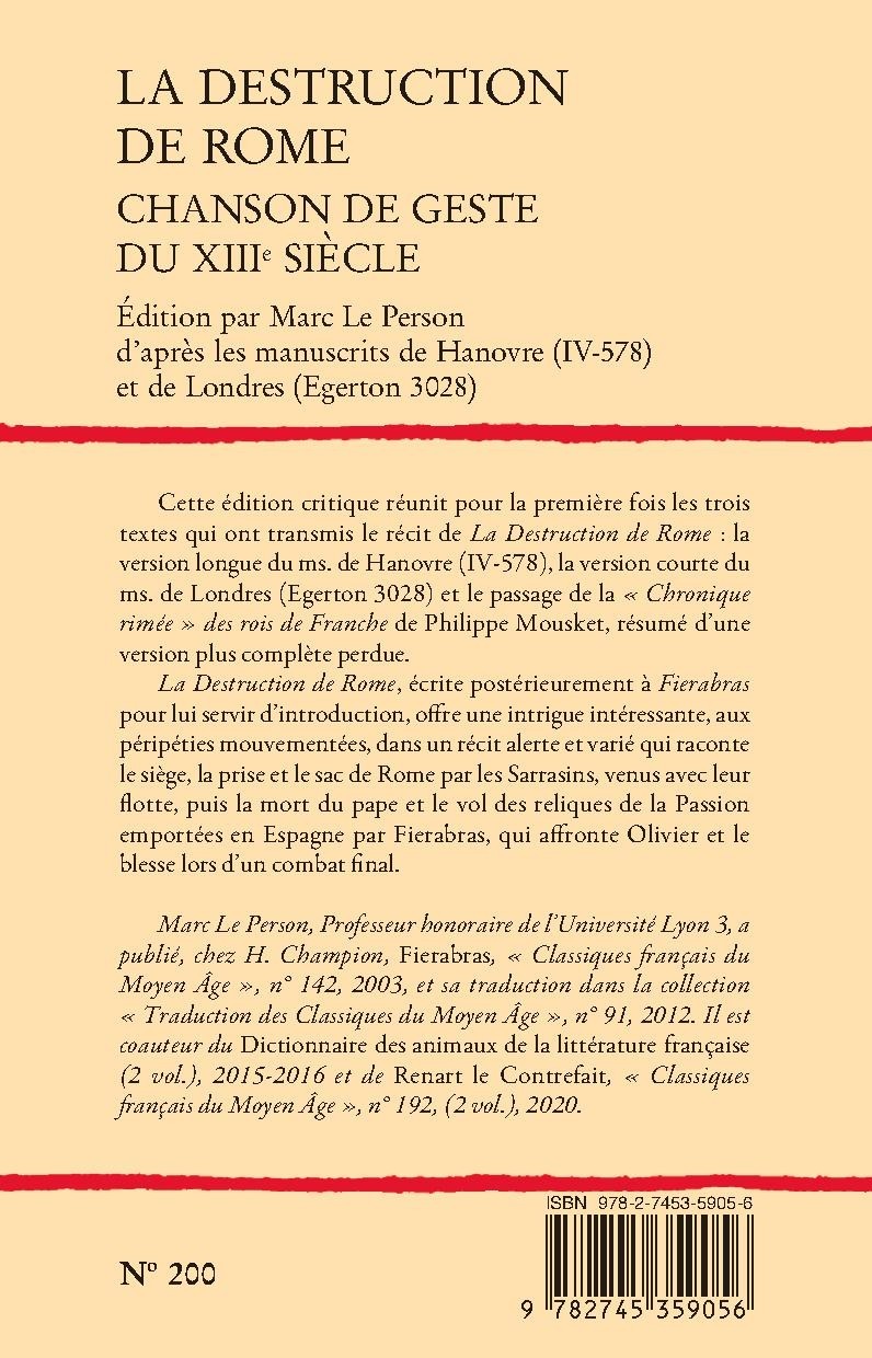 LA DESTRUCTION DE ROME