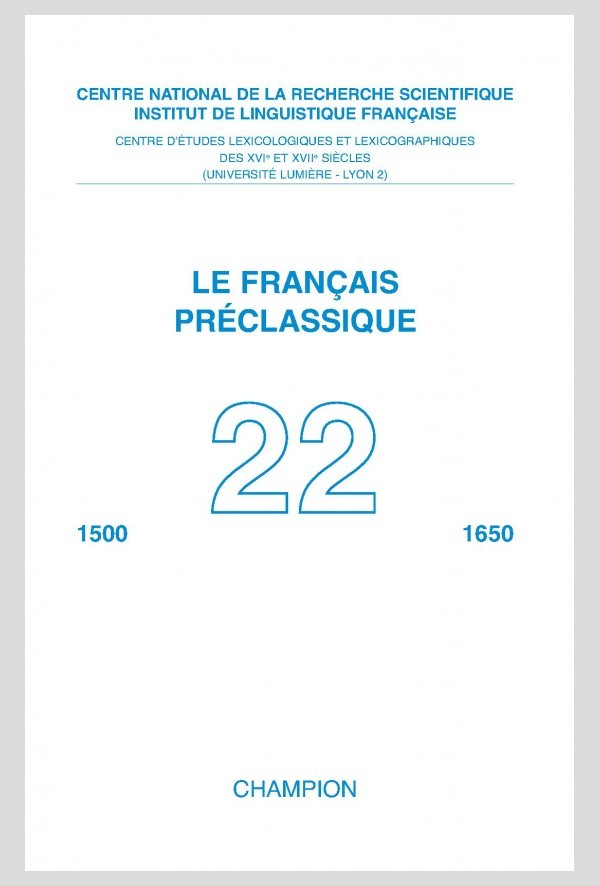 LE FRANÇAIS PRÉCLASSIQUE  22