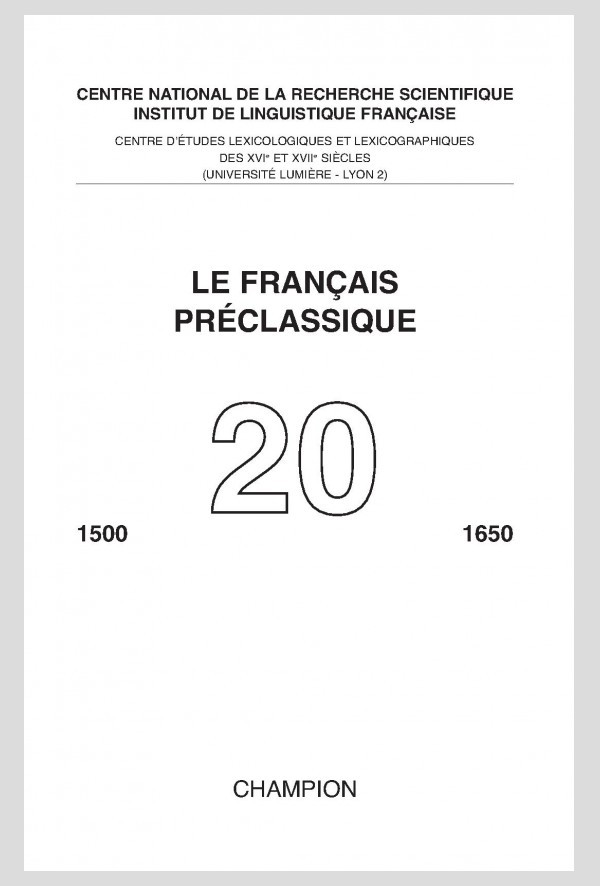 LE FRANÇAIS PRÉCLASSIQUE  20