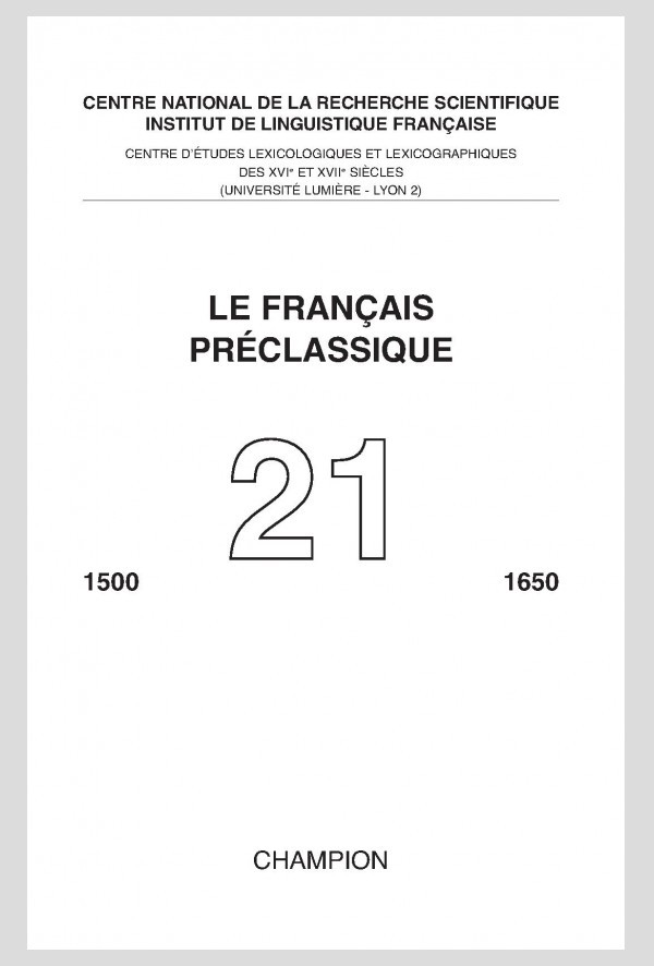 LE FRANÇAIS PRÉCLASSIQUE  21