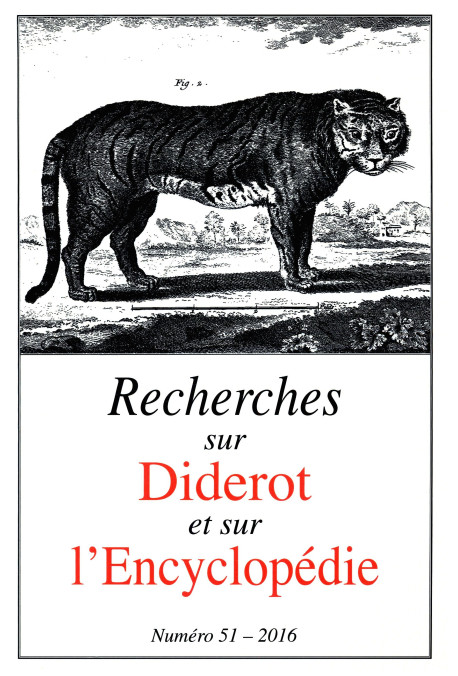 RECHERCHES SUR DIDEROT ET SUR L'ENCYCLOPÉDIE 51 - 2016