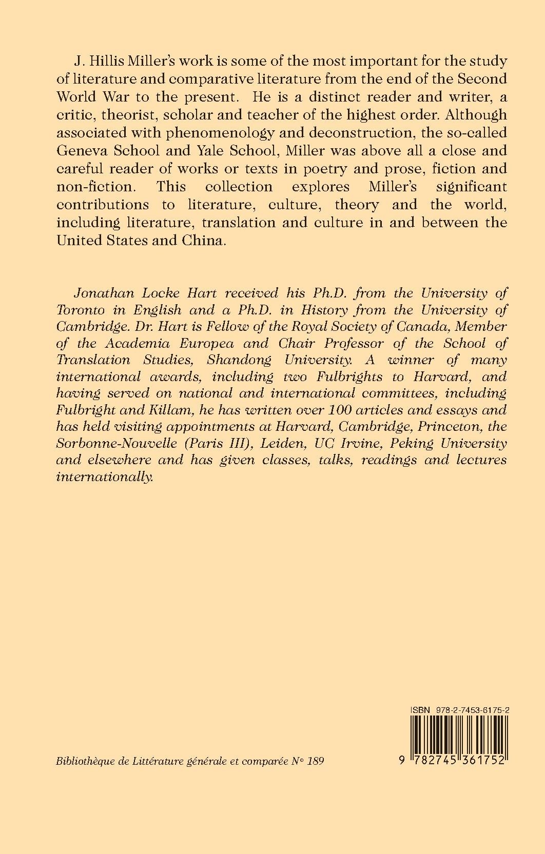 J. HILLIS MILLER. LITERATURE, CULTURE, THEORY AND THE WORLD