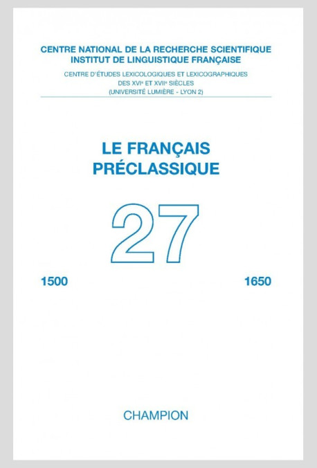 LE FRANÇAIS PRÉCLASSIQUE 27