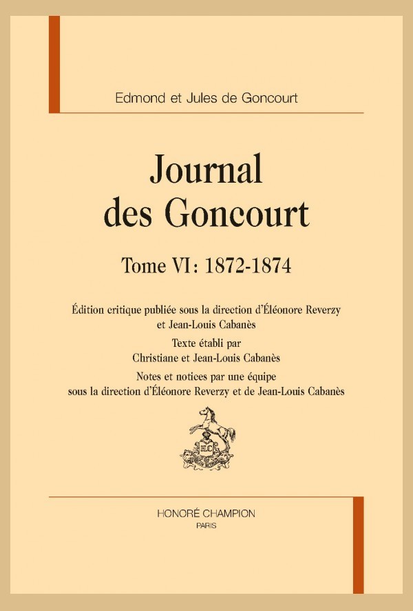 JOURNAL DES GONCOURT.  TOME VI :  1872-1874